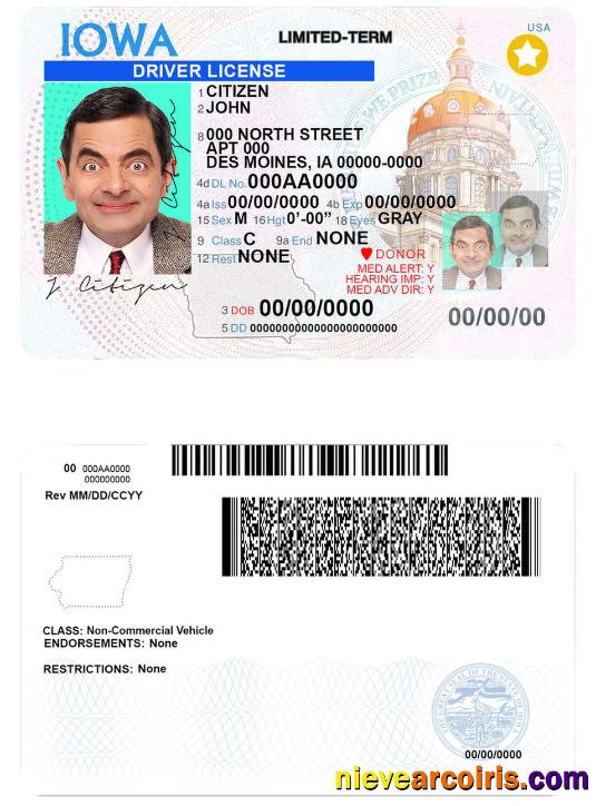 USA Iowa driving license